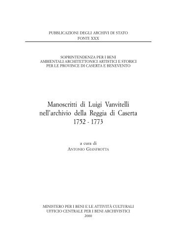 Manoscritti di Luigi Vanvitelli nell'archivio della Reggia di Caserta ...