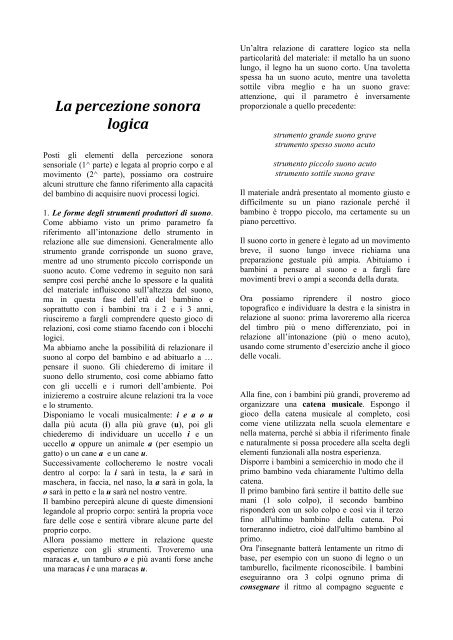 educazione al suono nel nido d'infanzia da 0 a 3 anni 1. la ... - Agenda