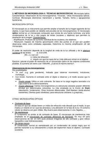 Microbiología Ambiental UAM J. L Sanz 3. MÉTODOS EN ...