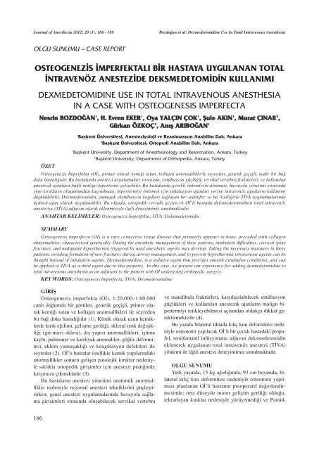 osteogenezis imperfektalı bir hastaya uygulanan total intravenöz ...