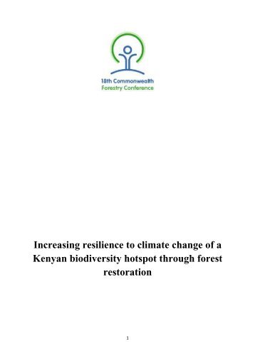 Increasing resilience to climate change of a Kenyan biodiversity ...