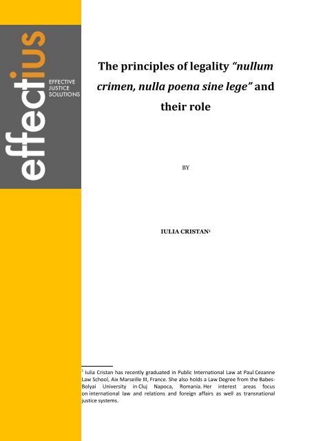 The principles of legality “nullum crimen, nulla poena sine ... - Effectius