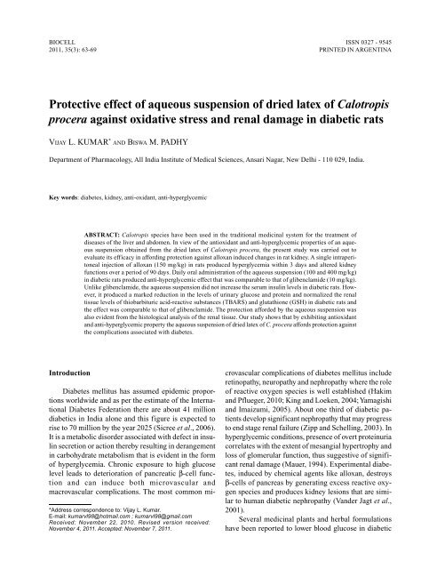 Protective effect of aqueous suspension of dried latex of Calotropis ...
