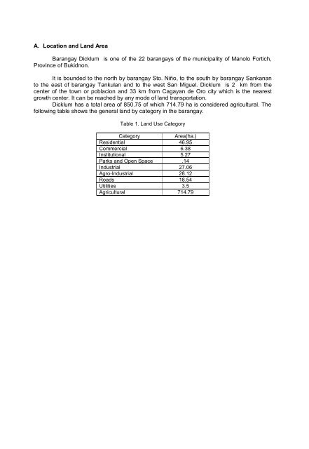 Dicklum Barangay Profile - Official Website of Local Government ...