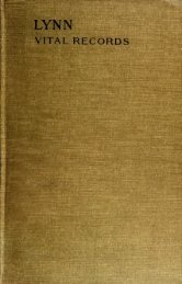Vital Records of Lynn, to 1849, Volume I