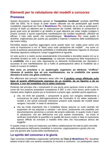 Elementi per la valutazione dei modelli a concorso - Le Gallerie di ...