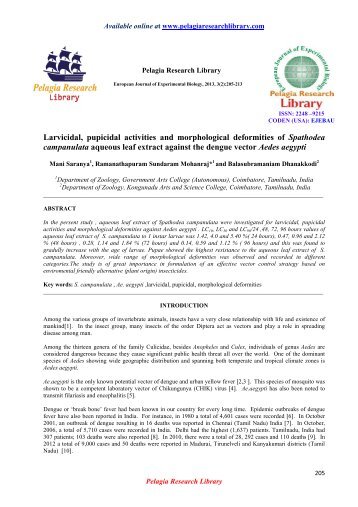 Larvicidal, pupicidal activities and morphological deformities of ...