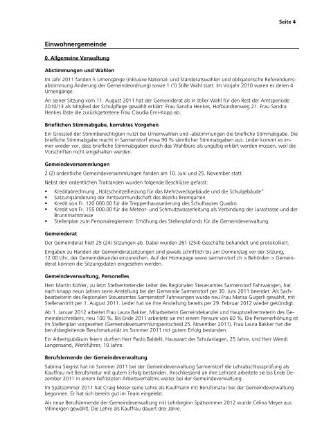 403.1 Rechenschaftsbericht 2011 - Gemeinde Sarmenstorf