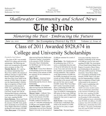 Class of 2011 Awarded $928,674 in College and University ...