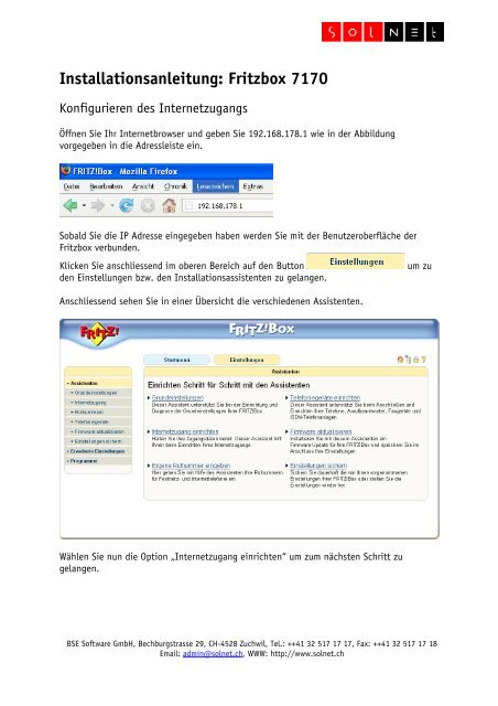 Anleitung Fritzbox 7170 - bei SolNet!