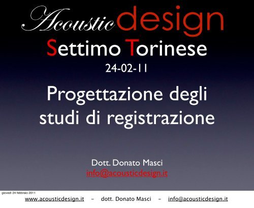 Progettazione degli studi di registrazione - Studio Sound Service