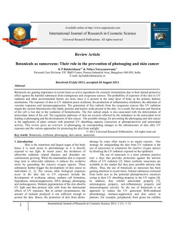 Their role in the prevention of photoaging and skin ... - URP Journals