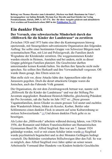 Ein dunkler Fleck Der Versuch, eine - Thomas Huonker