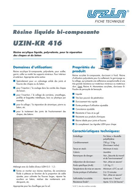 Résine liquide bi-composante UZIN-KR 416 - Uzin Utz AG