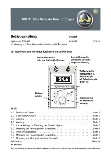 Betriebsanleitung - Uzin Utz AG