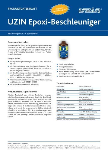 Produktdatenblatt Epoxi-Beschleuniger - UZIN