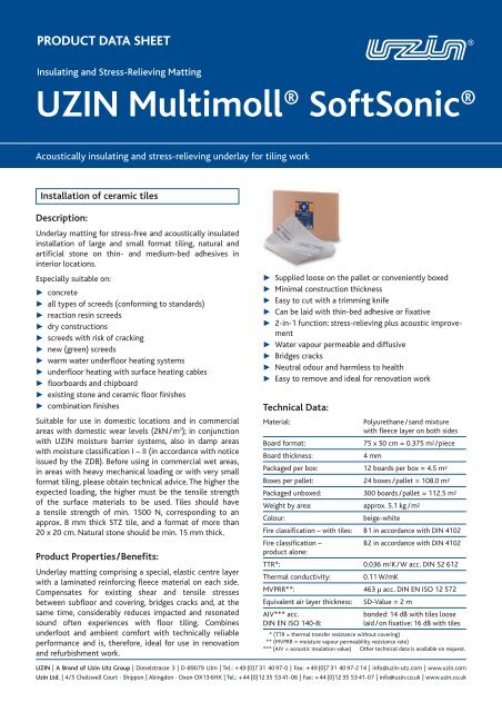 UZIN Multimoll® SoftSonic® - Uzin Utz AG