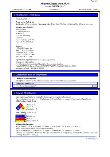 Material Safety Data Sheet - Uzin Utz AG