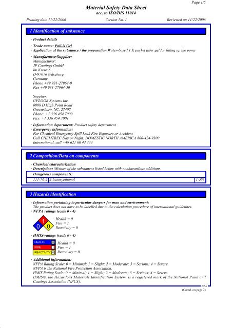 Material Safety Data Sheet - Uzin Utz AG