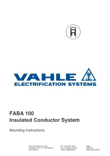 Insulated Conductor System FABA100 - Vahle