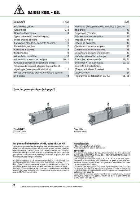 GAINES D'ALIMENTATION DE SECURITE - Vahle