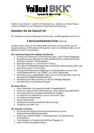 Stellenausschreibung_2Servicemitarbeiter_ BW - Vaillant BKK