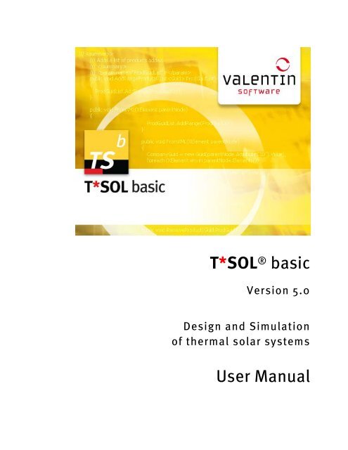 Manual T*SOL basic 5.0 - Valentin Software