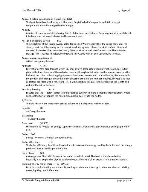 Manual T*SOL basic 5.0 - Valentin Software