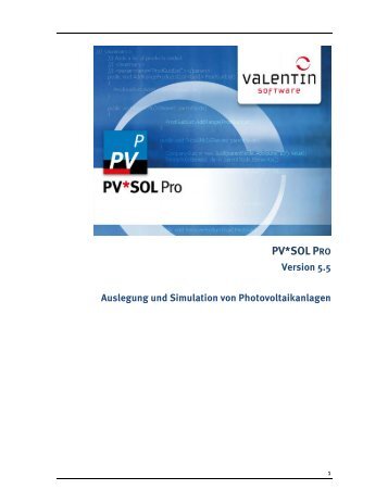 PV*SOL Pro 5.5 - Handbuch - Valentin Software