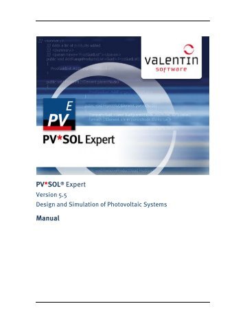 Manual PV*SOL Expert 5.5 - Valentin Software