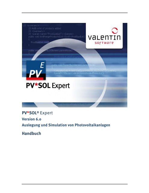 PV*SOL Expert 6.0 - Handbuch - Valentin Software