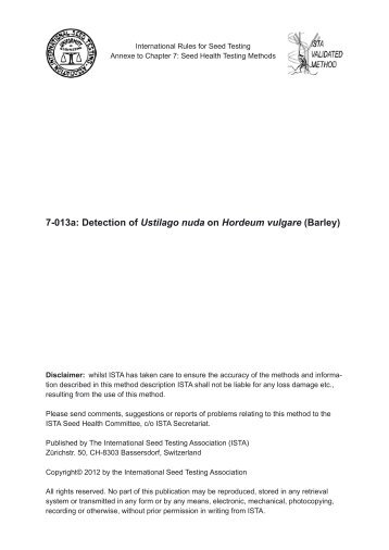 7-013a: Detection of Ustilago nuda on Hordeum vulgare (Barley)