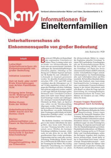 Info für Einelternfamilien Nr. 2/2012 - Vamv