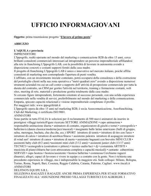 UFFICIO INFORMAGIOVANI - Comune di Santa Teresa di Riva