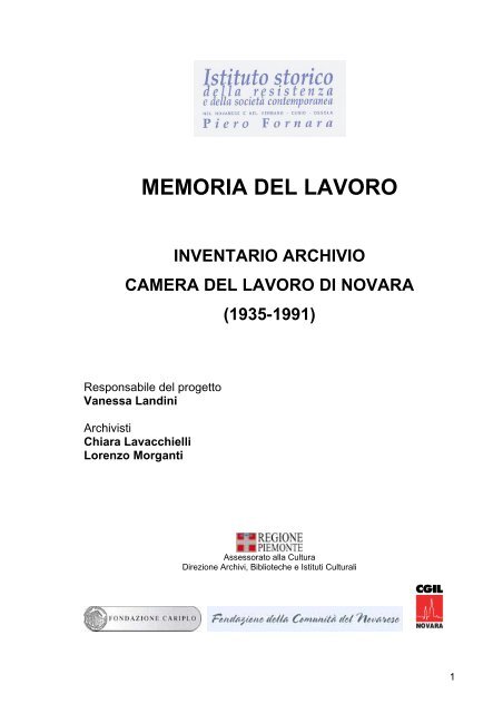 INVENTARIO CDL DEFINITIVO.pdf - Istituto Storico della Resistenza