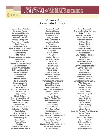 Volume 5 Associate Editors - Interdisciplinary Social Sciences