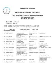 Competition Schedule YAGP 2013 NYC FINALS TIME TABLE Jack ...