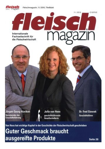 Fleischmagazin, 11/2010, Titelblatt - Van Hees gmbh