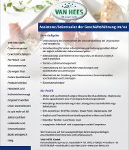 Assistenz/Sekretariat der Geschäftsführung (m/w) - Van Hees gmbh