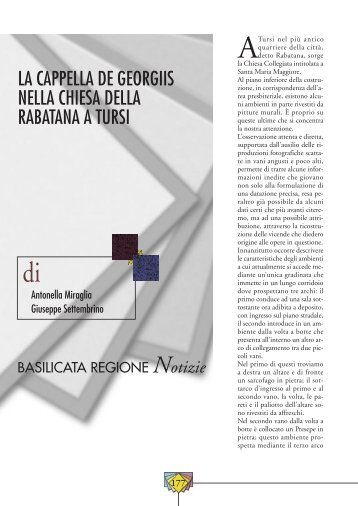 la cappella de georgiis nella chiesa della rabatana a tursi