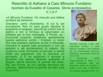 Rescritto di Adriano a Caio Minucio Fundano riportato da Eusebio di ...