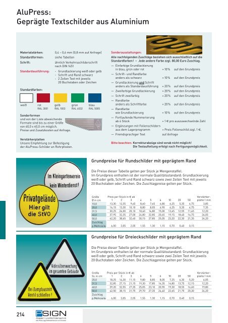 AluPress: Geprägte Textschilder aus Aluminium - Absperrtechnik24.de