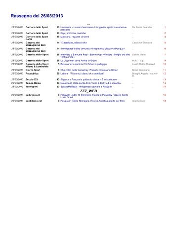 Rassegna del 26/03/2013 - Federazione Italiana Pallavolo