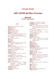 ARCAISMI del Due-Trecento - Biblioteca dei Classici Italiani