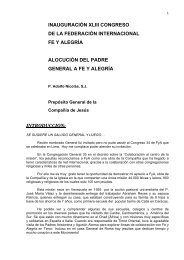 Alocución del P. General a los asistentes al XLIII Congreso de Fe y ...