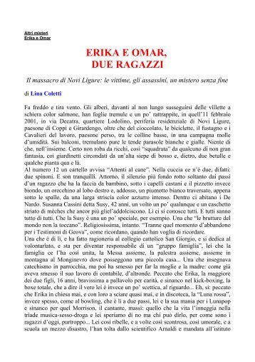 ERIKA E OMAR, DUE RAGAZZI di Lina Coletti - Misteri d'Italia