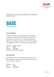 KÜNSTLER-INFORMATIONEN Das Ensemble: - GOP Varieté-Theater