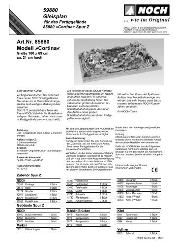 59880 Gleisplan Art.Nr. 85880 Modell »Cortina«