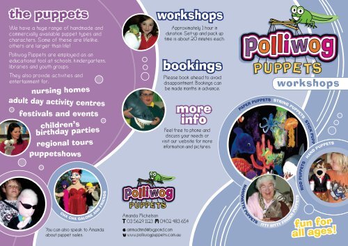 the puppets workshops bookings more info - Polliwog Puppets