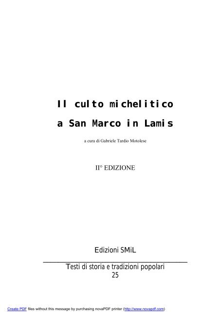 Il culto michelitico a San Marco in Lamis - San Marco in Lamis Web